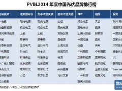 PVBL發(fā)布《2014年度中國光伏品牌排行榜》報(bào)告